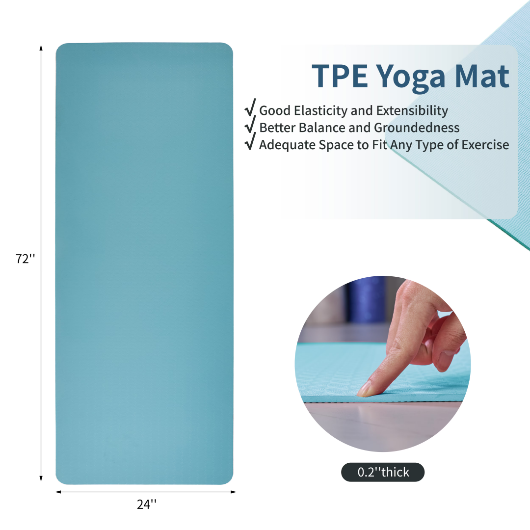 TPE exercise mat size 72 x 24 inches, 0.2 inch thick