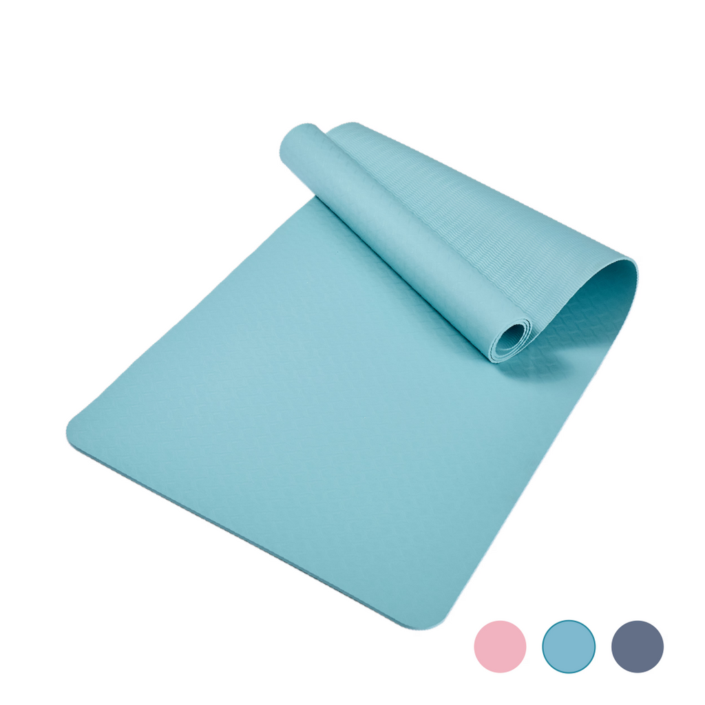Aqua TPE exercise mat rolled out
